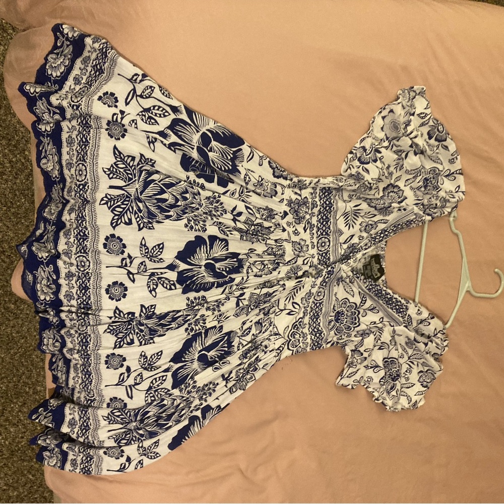 Floral Blue and White Dress